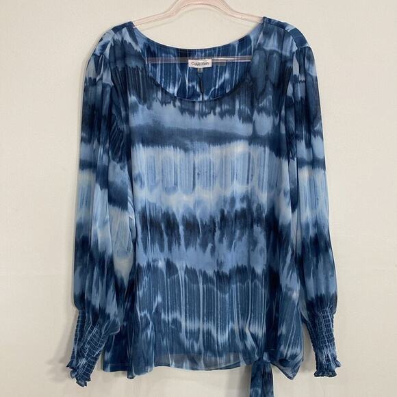 Calvin Klein Tie Dye Blouse Women's 3X Blue - Picture 8 of 14